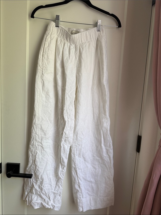 Abercrombie & Fitch Pants - Abercrombie & Fitch White Wide-Leg Linen-Blend Pants